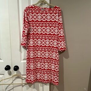 Shelby & Palmer, 3/4 length sleeve dress. Pink with white stitching.